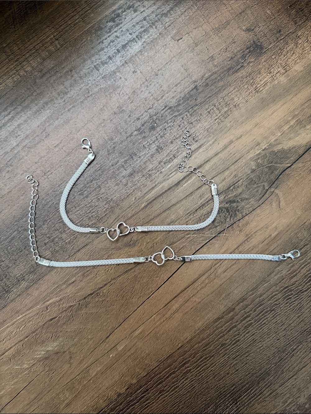 Silver Double Heart Bracelet - Women's Jewelry